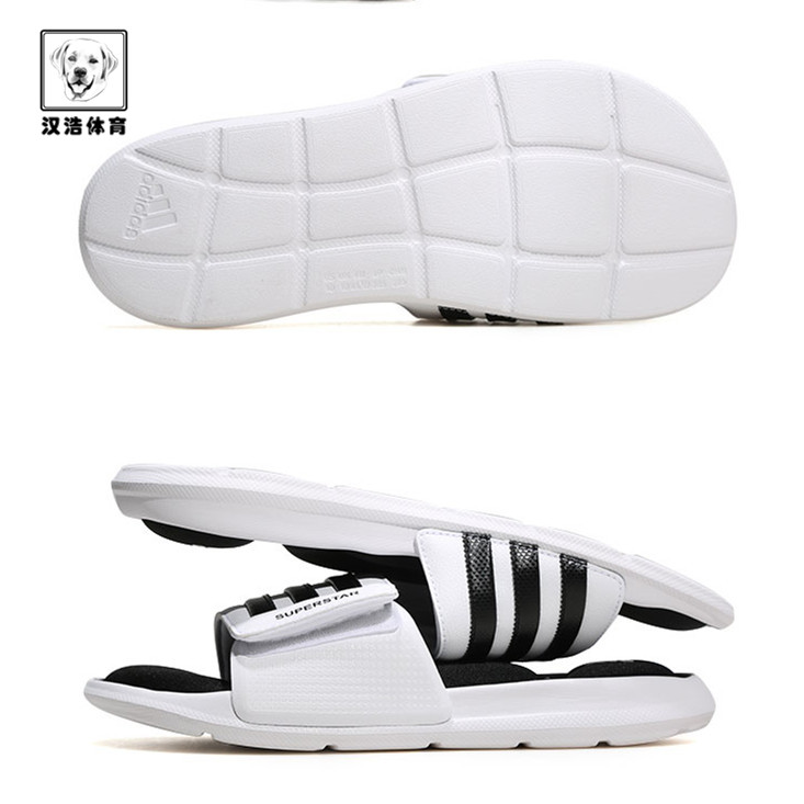 Adidas siêu sao 5G thể thao dép màu đen và trắng bộ nhớ bông Velcro AC8702 mlb dép
