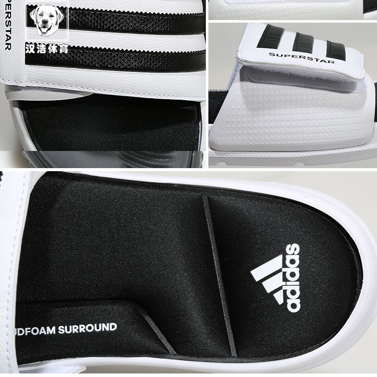 Adidas siêu sao 5G thể thao dép màu đen và trắng bộ nhớ bông Velcro AC8702 mlb dép