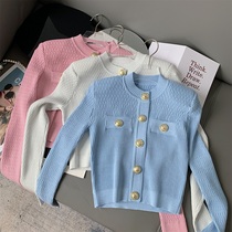 Small Fragrant Pullover Cardigan Cardigan Women 2021 Autumn Winter Slim Short Metal Buckle Shine Sweater Jacket