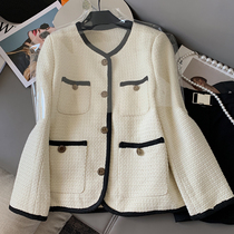 Gentle almond braided coarse flowers in Chinese style Style Coat 2022 Autumn Winter New Temperament Crash with small Aroma Straight Drum Jacket