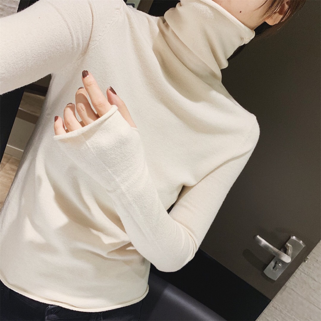 Basic wild set of finger knitted sweater women's 2022 winter new fashionable multi-color inner cashmere turtleneck bottoming shirt