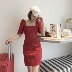 Pháp cổ vuông vuông 2019 mới hè hè gợi cảm tay ngắn cổ áo eo thon váy đen nữ - Sản phẩm HOT
