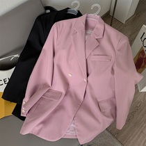 Temperament and capable Joker Boys Street Long Suit 2021 New Product Profile Oversized Pink Texture Jacket
