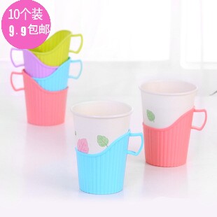 10 packs Cup Holder Paper Cup Holder Cup Set Cup Holder Plastic Cup Holder Taker Coaster Disposable Cup Holder Cup Drag