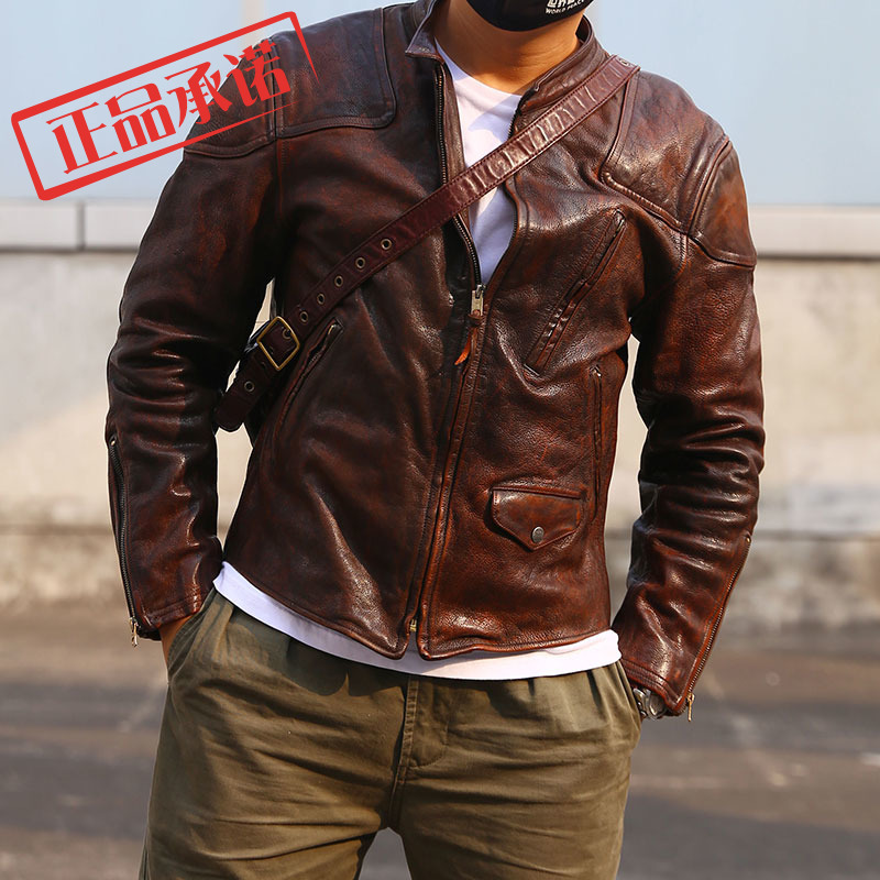 Second-Generation Venom Full-Grain Top-Layer Cowhide Washed and Distressed Stand-Collar Short Biker Leather Jacket for Men Genuine Leather Clothing Second-Generation Venom Full-Grain Top-Layer Cowhide Washed and Distressed Stand-Collar Short Biker Leather Jacket for Men Genuine Leather Clothing