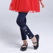 Childrens clothing girls leggings spring and autumn pure cotton middle-aged childrens pants girls trousers outer wear thin spring clothes 4-12 years old