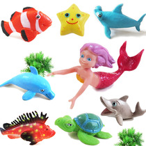 Simulation marine animal model toy mermaid big shark crocodile killer whale sea turtle dolphin clown fish tropical fish