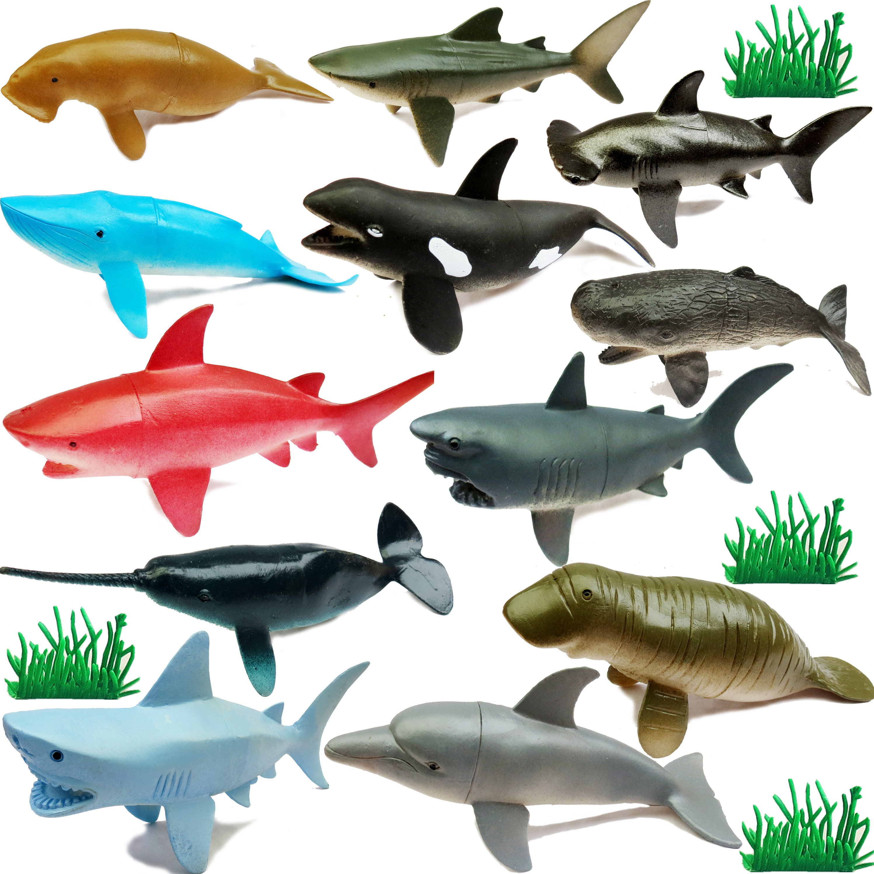 Big shark set marine life animal model whale shark dolphin great white shark tiger shark blue shark children's toy teaching aids