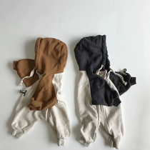 ins spring and autumn new Korean infant jumpsuit men and women Baby long sleeve hooded sweater loose climbing suit
