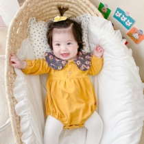 Spring and autumn new baby girl child small baby climbing to newborn Han version of agaric side dolls collar triangle bag farce khaclothes