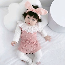 ins explosive 2021 spring handmade wool ball baby baby knitted wool one-piece dress fart