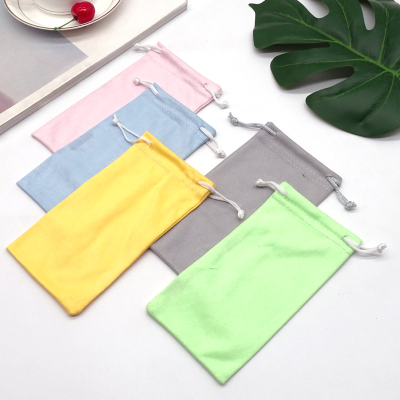 Custom Deerskin Glasses Pouch Premium Microfiber Sunglasses Pouch Suede Organizer Bag Drawstring Pocket