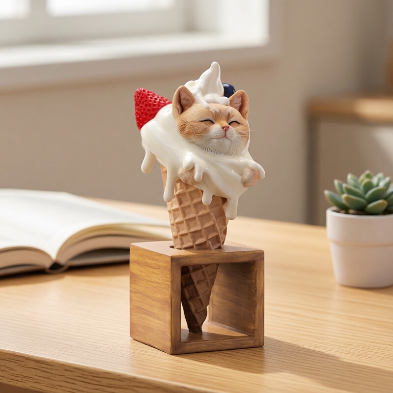 In Stock Jxk Cone Cat Realistic Cute Ice Cream Kitten Peripheral Figurine Model Toy Gift In Stock Jxk Cone Cat Realistic Cute Ice Cream Kitten Peripheral Figurine Model Toy Gift