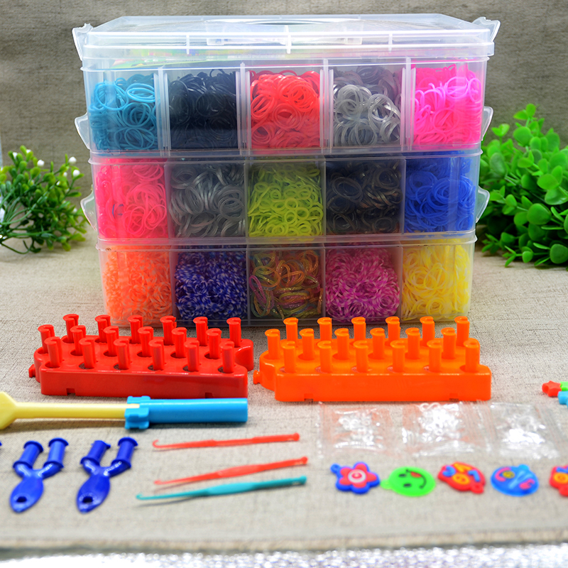 Rubber Band Knitting Girl DIY Hand Knitting Rainbow Knitting Machine Rubber Band Hand Knitting Set