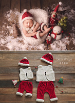 Christmas and New Year cap velvet velvet vest suit clothing clothes Year-old baby photo original newborn photography props