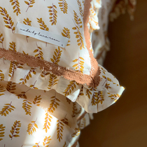 Floral) Meet Autumn Day Ins double layer Yarn Pure Cotton Four Pieces of Quilt Cover Style Lotus Leaf Side Full Cotton Bed Linen