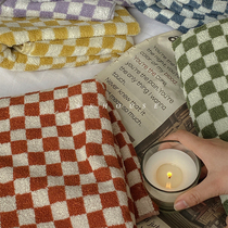 Checkered) High face value combed long suede cotton color woven towel bath towels Chessboard Lattice Thickened with strong water absorption