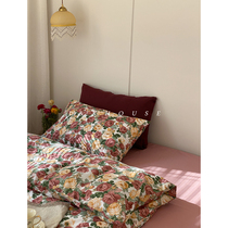Sing Mom Bunk ) French vintage style rose bed four-piece set cotton 40 cotton bed Kasa sheet bedding