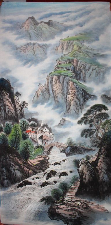 Pure Hand Painted Boutique Landscape Painting Living Room Landscape Painting Office Feng Shui Painting Four Feet 