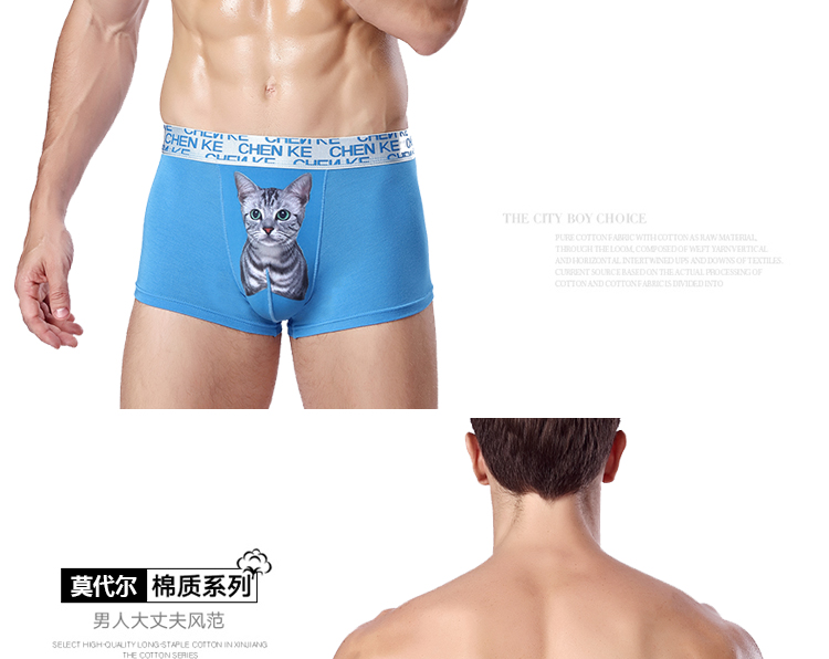 Couple mèo đồ lót đầu cotton sexy băng lụa thấp eo dễ thương ladies nam boxer tóm tắt mèo phù hợp với