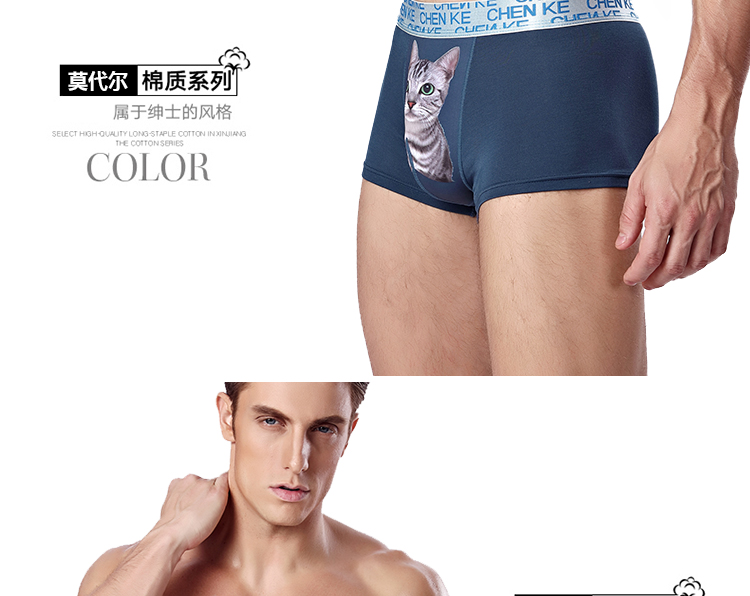 Couple mèo đồ lót đầu cotton sexy băng lụa thấp eo dễ thương ladies nam boxer tóm tắt mèo phù hợp với