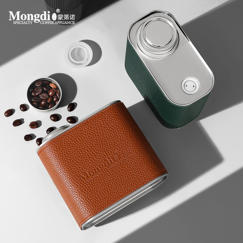 Mongdio Coffee Bean Storage Can Tinplate Coffee Can One-Way Exhaust Valve Coffee Powder Sealed Can Storage Can