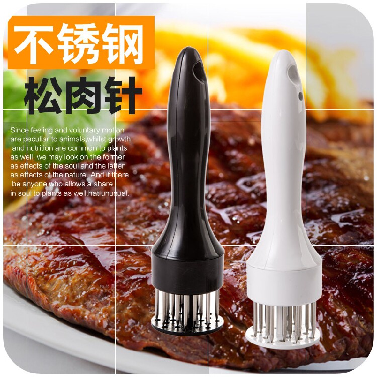 Kitchen Steak Pork Pig Large Row Tender Meat Needle Pine Meat Needle Knockout Meat Hammer Stainless Steel Pine Meat inserts Meat Needle Tender Meat