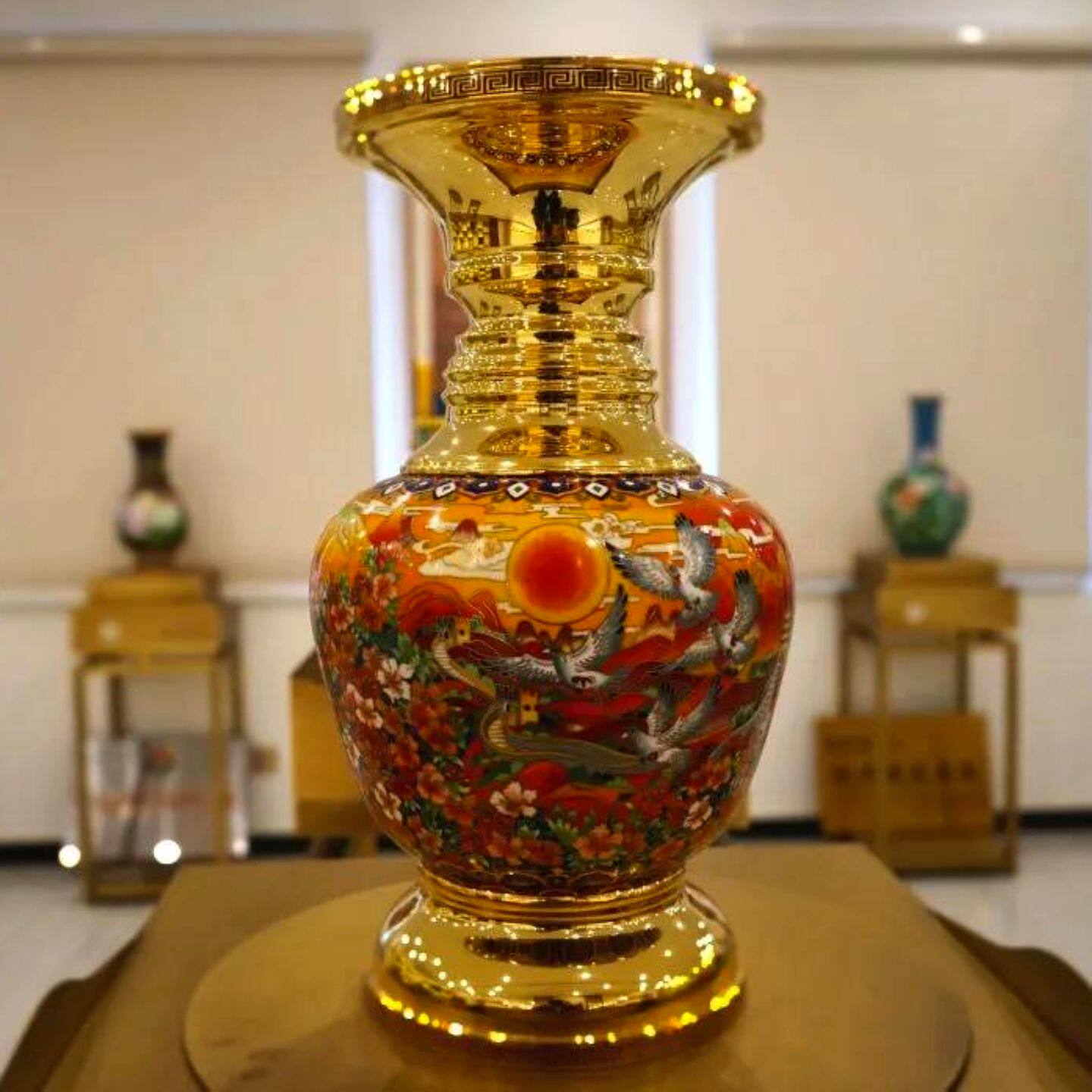 中式景泰藍銅胎掐絲琺瑯瓶劉永森偉人尊藝術收藏品-Taobao-Tmall