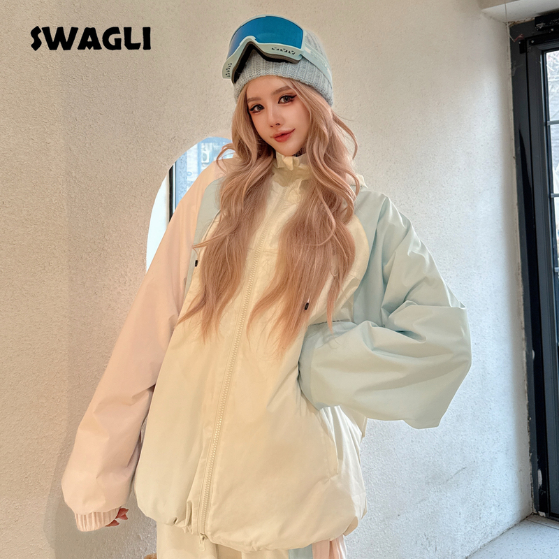 Swagli New [Hug Bear] Ski Suit Jacket and Pants 3L Windproof Waterproof Fleece-Lined for Single and Double Board Outdoor Use