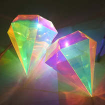 New Years plastic childrens lantern bling sparkling child diamond glow handmade DIY with hand pole portable lantern