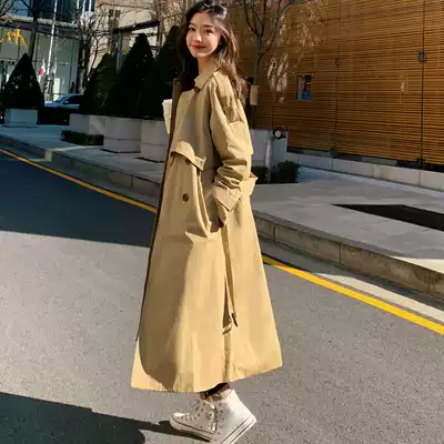 2019 autumn new windbreaker women's medium and long version of thin loose casual coat British popular women's mesh jacket