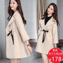 Autumn and winter woolen coat Womens Small man 2021 New Fashion long waist wild college style coat