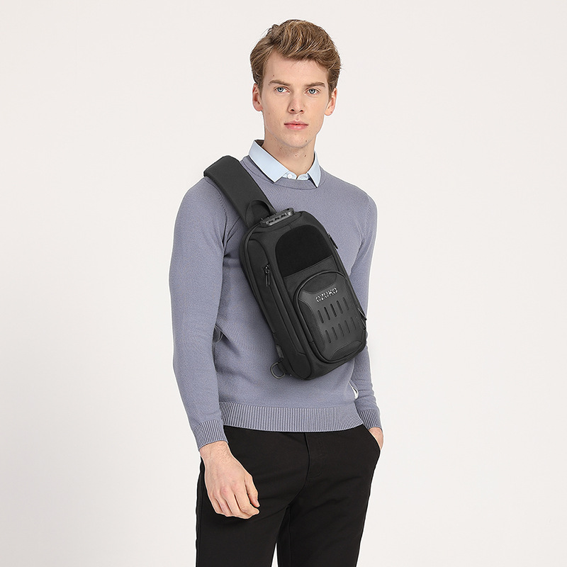 Riding Mountaineering Sports Leisure Chest Bag Outdoor Backpack Shoulder Bag Student Black Waterproof Large Capacity Messenger Bag Men