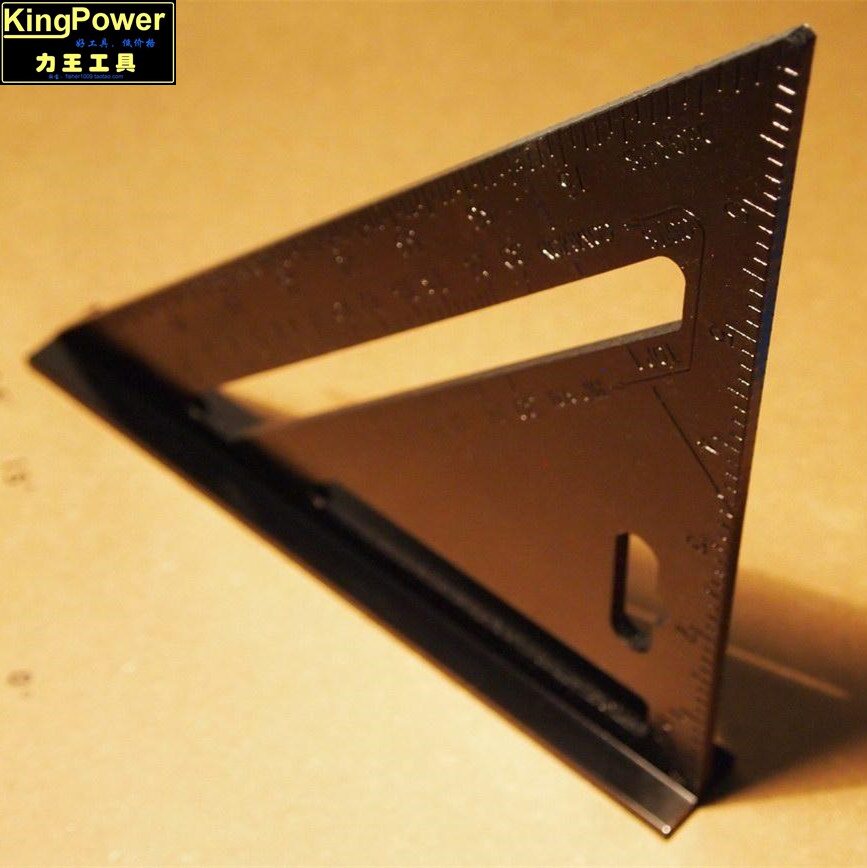 B96C black woodworking decoration triangle ruler 7 inch inch ruler Square aluminum alloy angle ruler line 0 2kg