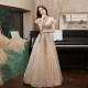 Evening dress female 2022 new temperament high-end explosive style high-end light luxury dress skirt banquet one-shoulder dress autumn