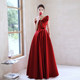 Toast dress bride 2022 new autumn and winter wedding dress simple atmosphere annual meeting dress red autumn usually wearable