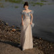 One-shoulder evening dress 2022 new autumn and winter dress skirt high-quality bride toast dress light wedding dress female