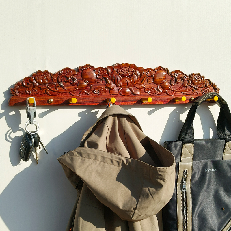 Imported Rosewood Carved Hook Wall Decoration Storage Rack Brass Coat Hook Entryway Coat Rack Imported Rosewood Carved Hook Wall Decoration Storage Rack Brass Coat Hook Entryway Coat Rack