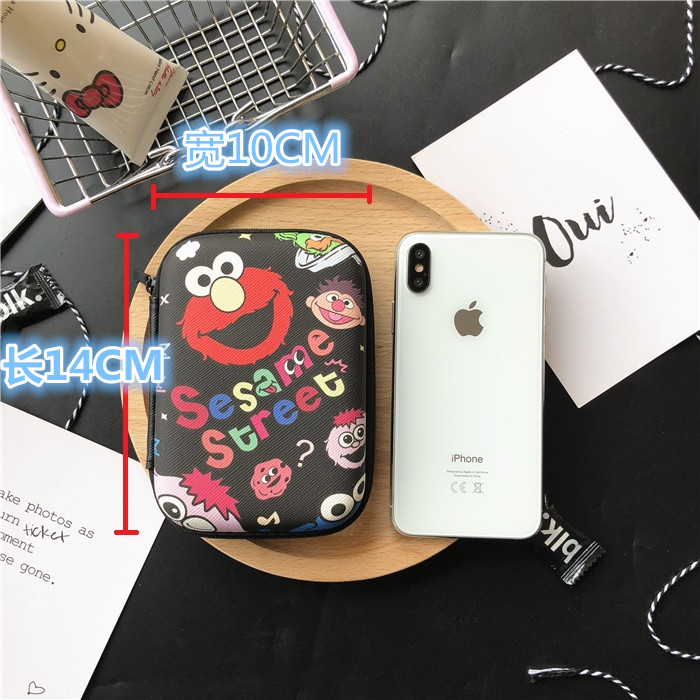 Lớn vuông hạt da cartoon tai nghe sạc các dòng dữ liệu lưu trữ các gói thu kỹ thuật số hộp lưu trữ dễ thương Nữ - Lưu trữ cho sản phẩm kỹ thuật số hộp đựng tai nghe over ear