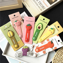  Cute girl style cartoon fruit silicone cable manager Data headphone cable tied hub storage winding avocado