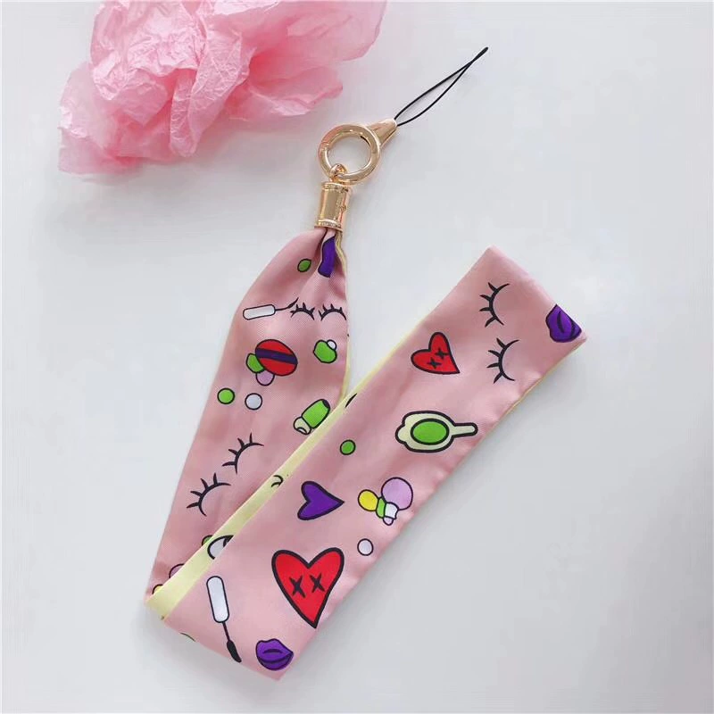 Nhật Bản và Hàn Quốc điện thoại di động dây hoa băng rộng treo cổ sling phổ Naples cổ kim loại khóa tháo gỡ phụ nữ Ribbon - Phụ kiện điện thoại di động
