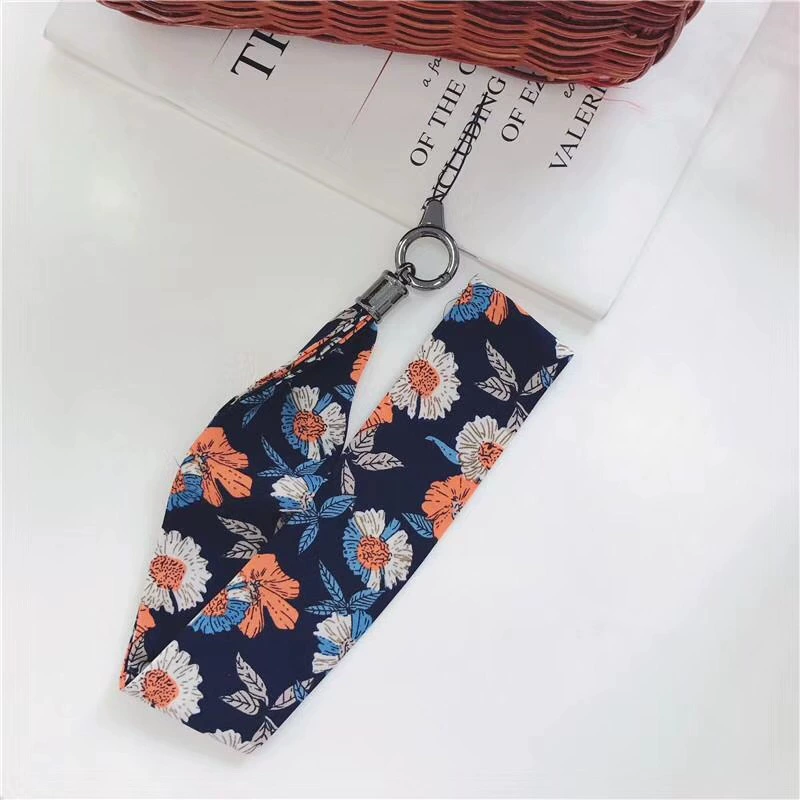 Nhật Bản và Hàn Quốc điện thoại di động dây hoa băng rộng treo cổ sling phổ Naples cổ kim loại khóa tháo gỡ phụ nữ Ribbon - Phụ kiện điện thoại di động
