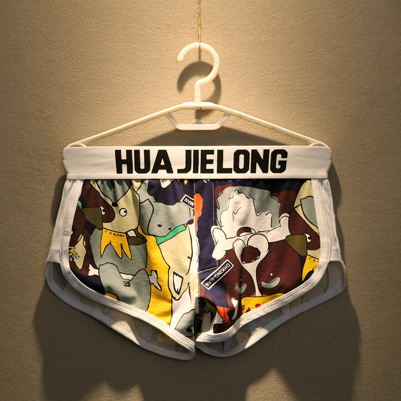2 quần lót nam rộng thùng thình nam võ sĩ cotton phiên bản Hàn Quốc của nhà in ngụy trang Một chiếc quần Luo góc ngắn - Eo cao đồ lót nam jockey