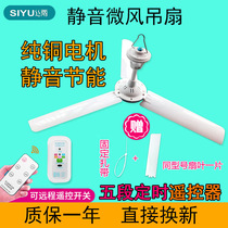 Silk Rain Small Ceiling Fan Large Wind Silent Remote Control Timing Line Micro Home Electric Fan Bed Mosquito Net Student Juku