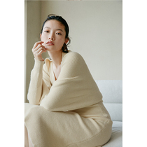 RoseLingLing soft velvet front and back wear waist knit dress back scarf shawl women