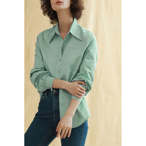 RoseLingLing retro continuation_round corner collar environmental dyeing cotton poplin long sleeve shirt female spring and autumn