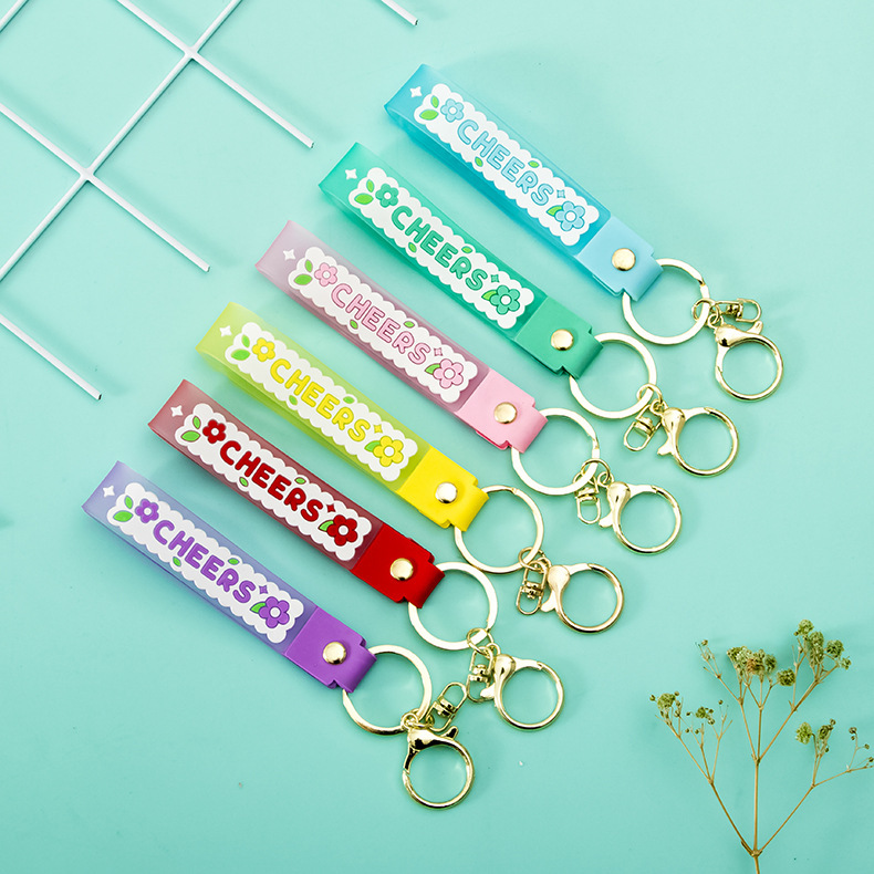 Cheers Small Flower Versatile Jelly Color Candy Color Wristband Keychain Resin Leather Strap Keychain Wristband Cheers Small Flower Versatile Jelly Color Candy Color Wristband Keychain Resin Leather Strap Keychain Wristband