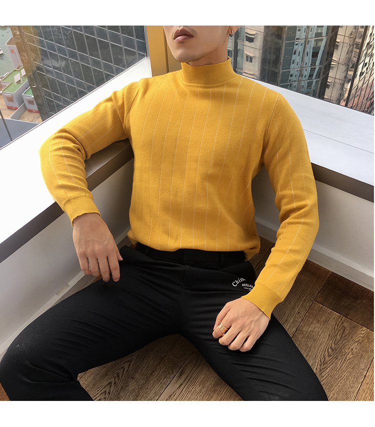 Mustache shop áo len cao cổ nam phiên bản Hàn Quốc mùa thu đông 2018 mới áo len cổ tròn dày áo len áo khoác gió nam