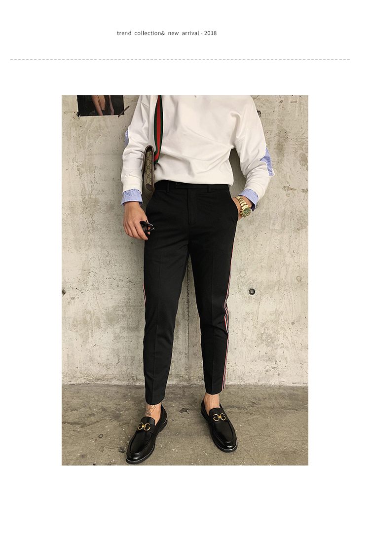 Mustache shop 2019 màu mới quần âu nam quần lọt khe phiên bản Hàn Quốc của xu hướng quần tây thẳng quần nam - Crop Jeans quần ngố nam
