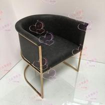 New stainless steel Leisure single chair Sales Department Reception Chair Flannel Gold Plated Lean Back Chair Designer Image Chair 363